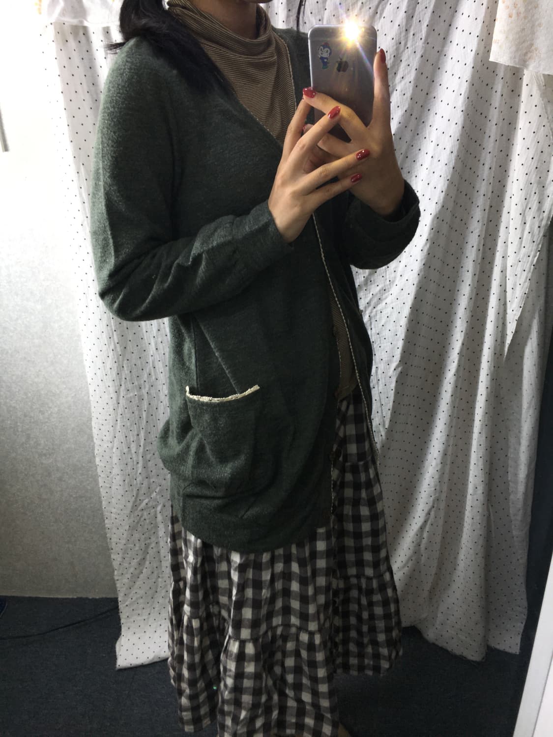 카키 크로쉐 가디건  상품이미지5