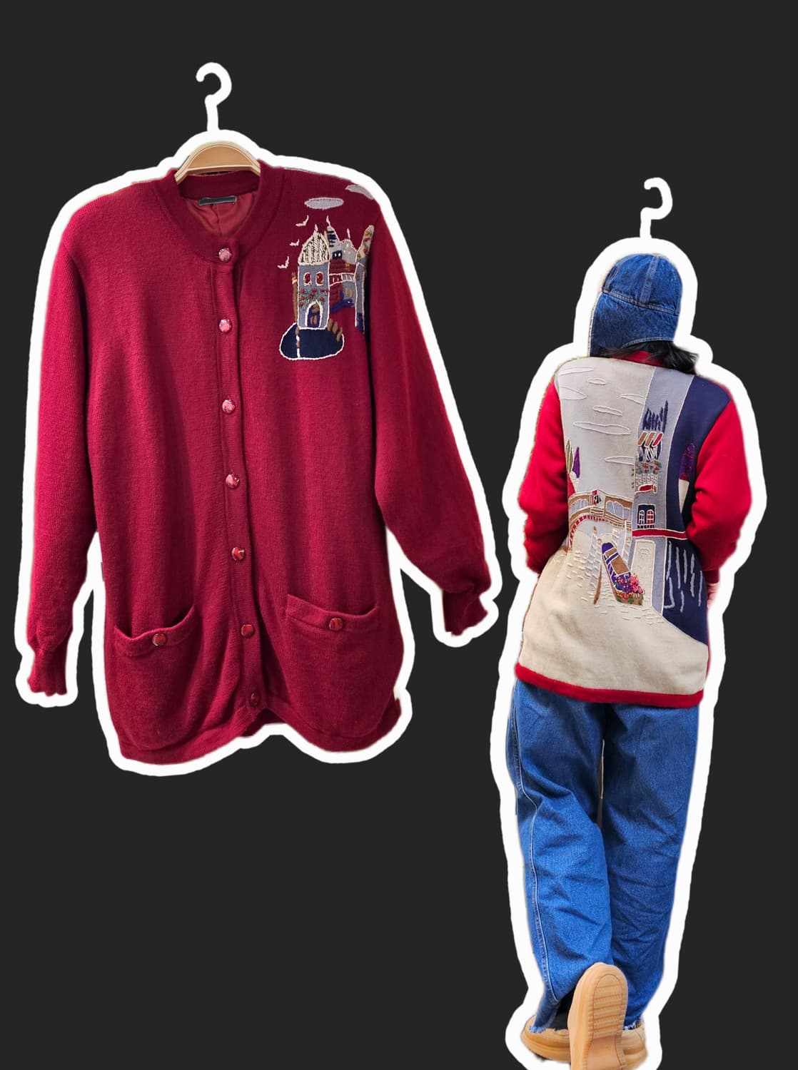 Lisblanc 자수 울 가디건 상품이미지1