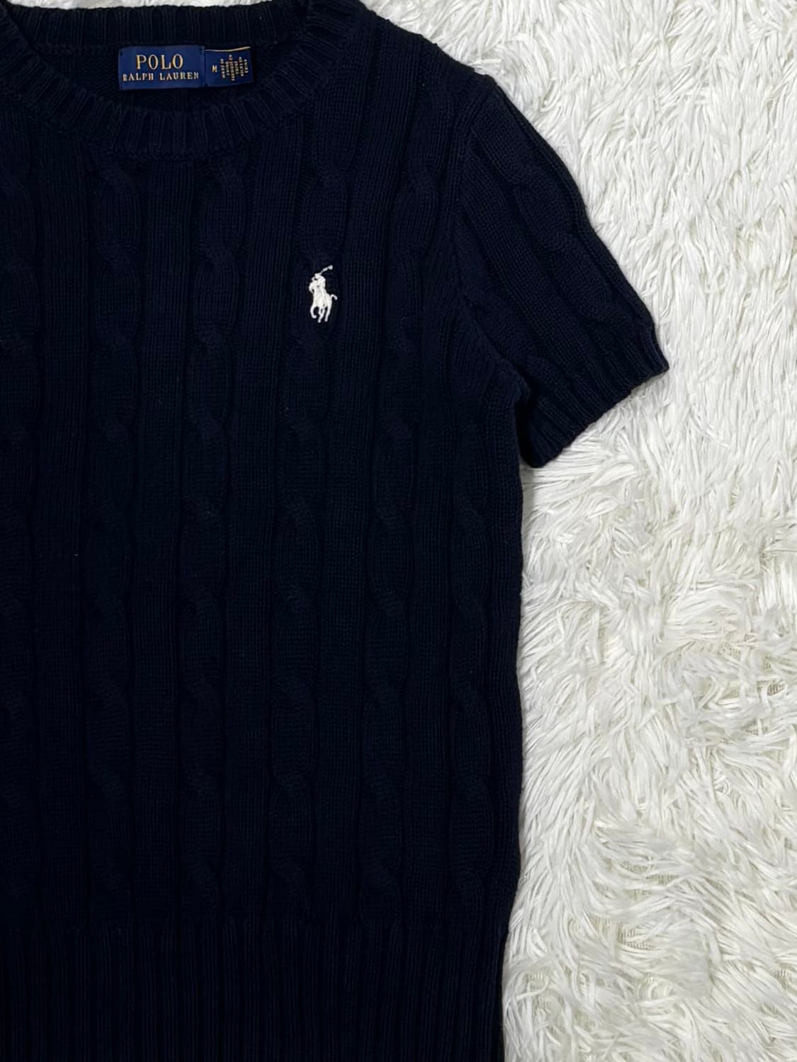 폴로랄프로렌 화이트포니 네이비 케이블 반팔 니트 상품이미지5