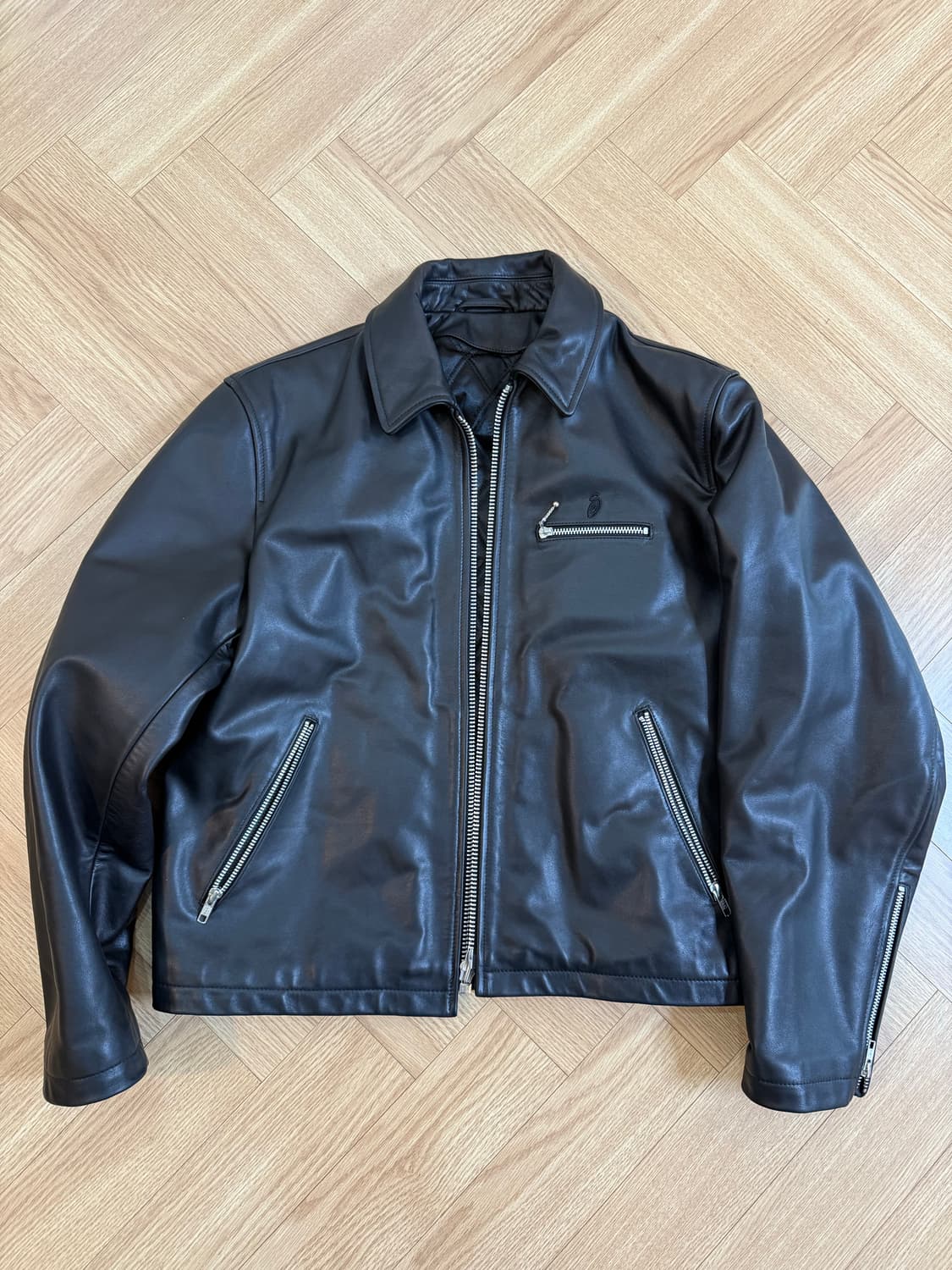 스투시 레더 빙 자켓 블랙 M사이즈 상품이미지1