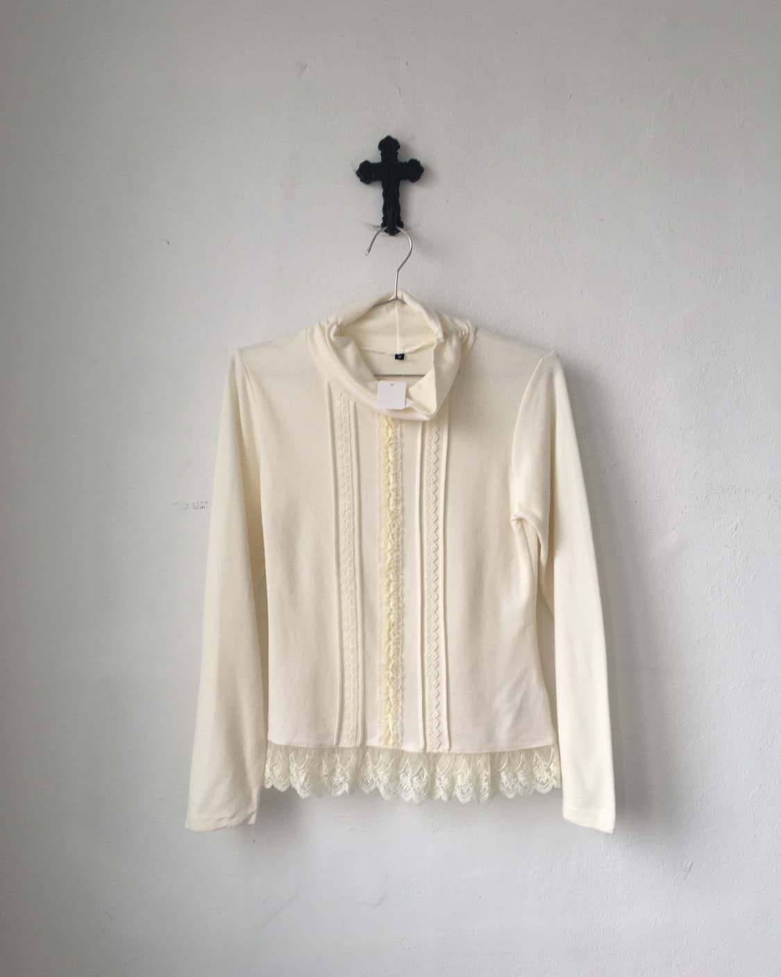 Lace trimming high neck knit 상품이미지2