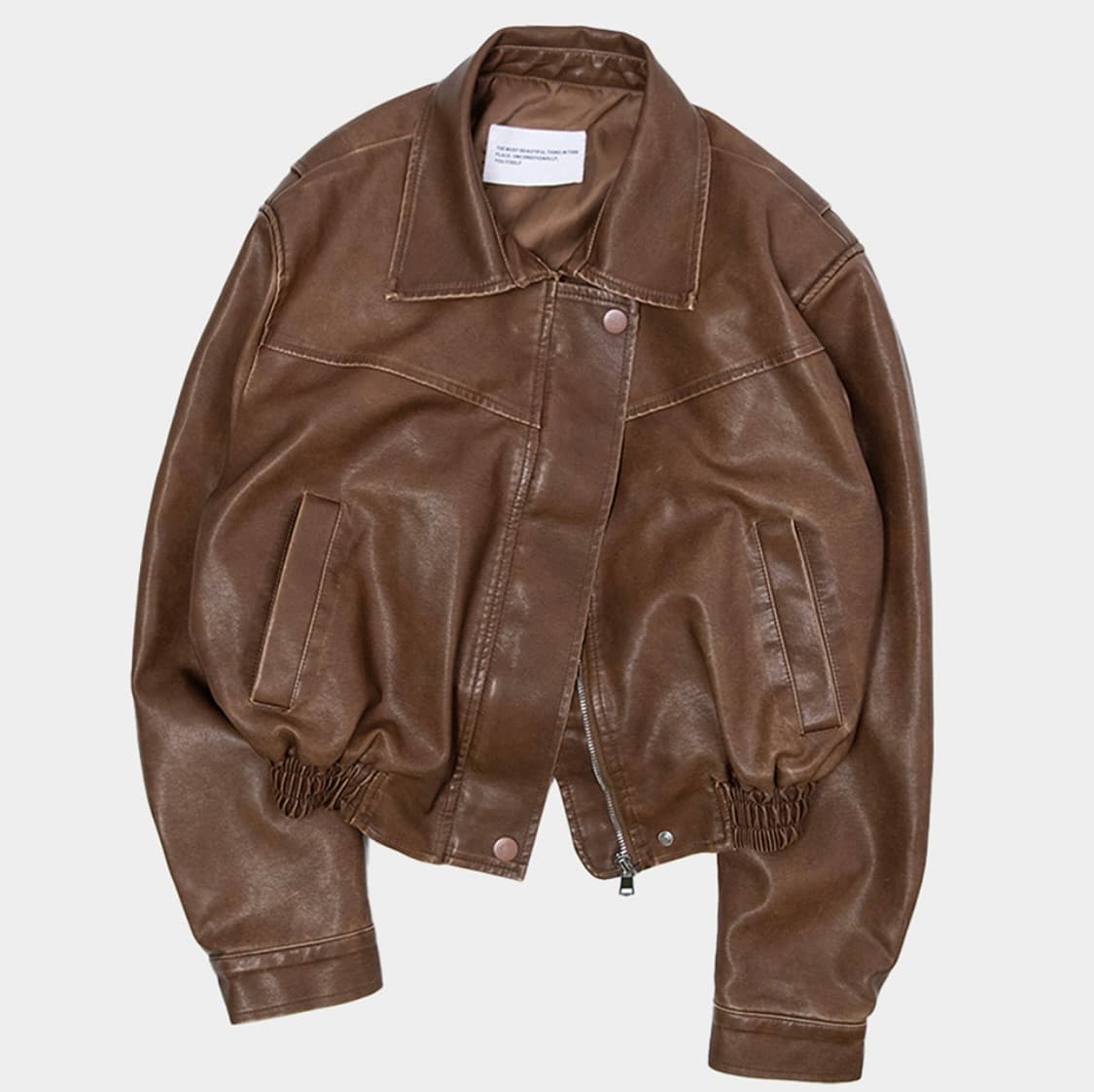 빈티지 워싱 비건 레더 자켓 상품이미지1