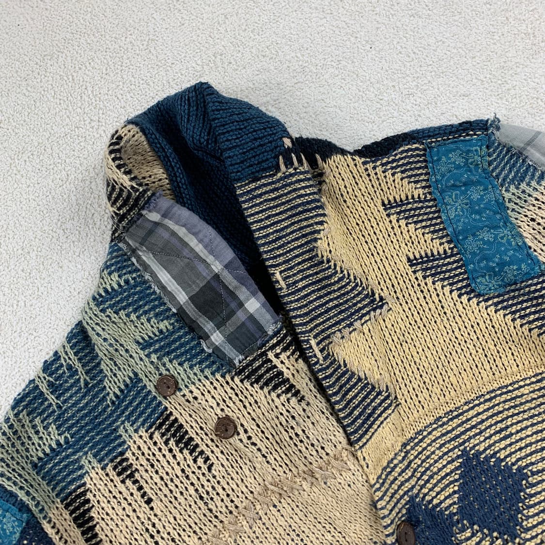 폴로 데님앤서플라이 패치워크 니트 숄카라 가디건 상품이미지2