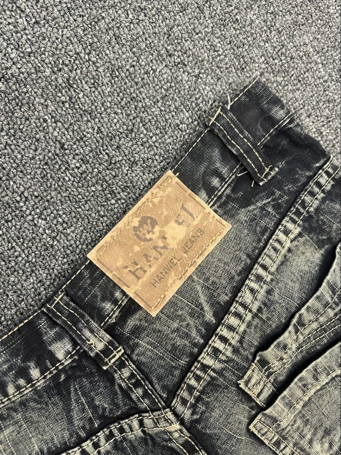 Hanwel Jeans 흑청 해골 데님 워싱팬츠 상품이미지4