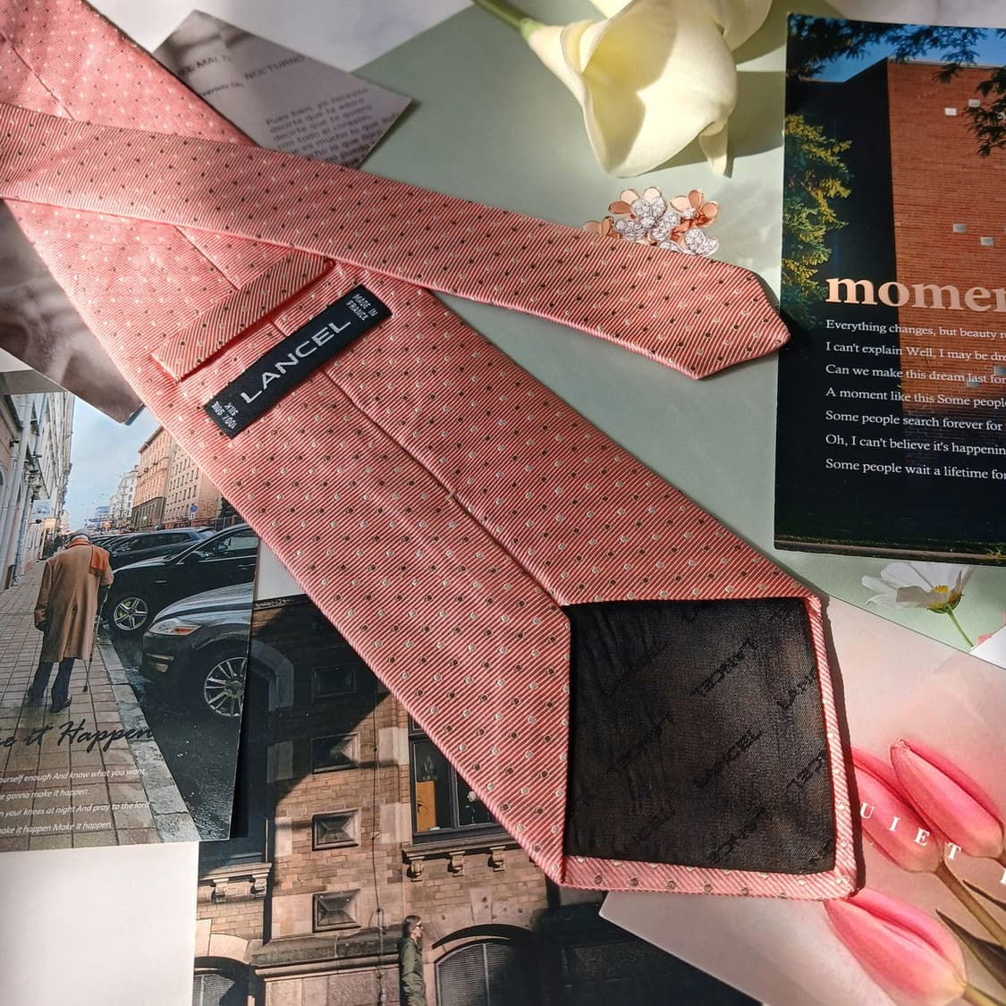 란셀 실크 핑크 도트 패턴 넥타이 9.7cm A+~A등급 E716
 상품이미지4