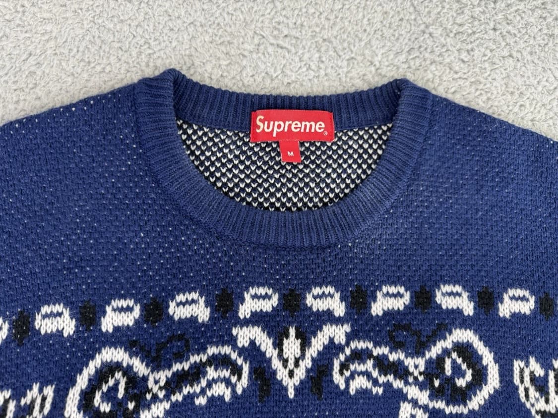 슈프림 반다나 니트 스웨터 네이비 상품이미지3