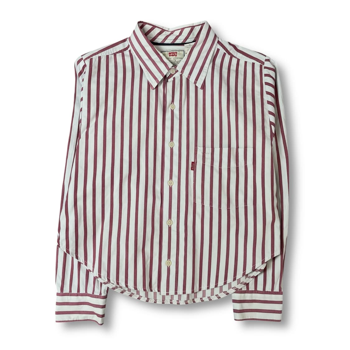 리바이스 핑크 화이트 스트라이프 원포켓 긴팔 셔츠 XL 상품이미지1