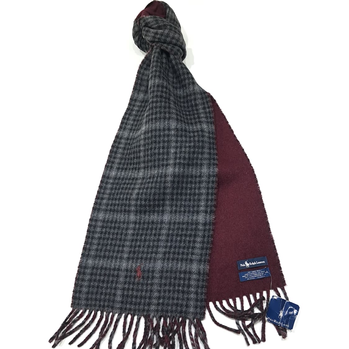 MX575 폴로 90s 이태리판 램스울 양면 하운드투스 머플러 목도리 상품이미지2