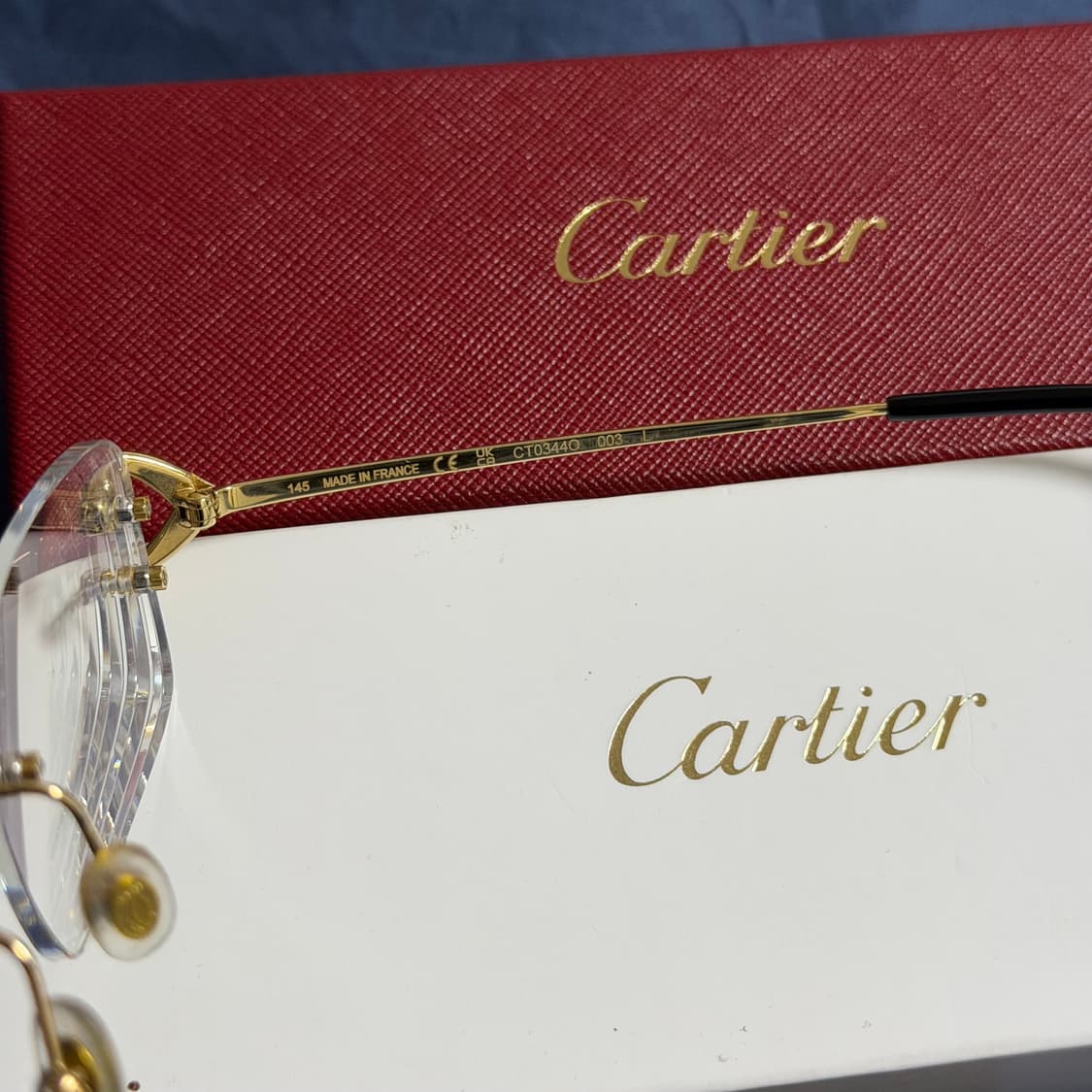 (OS) Cartier 까르띠에 C 데코 무테 안경 금장 상품이미지5