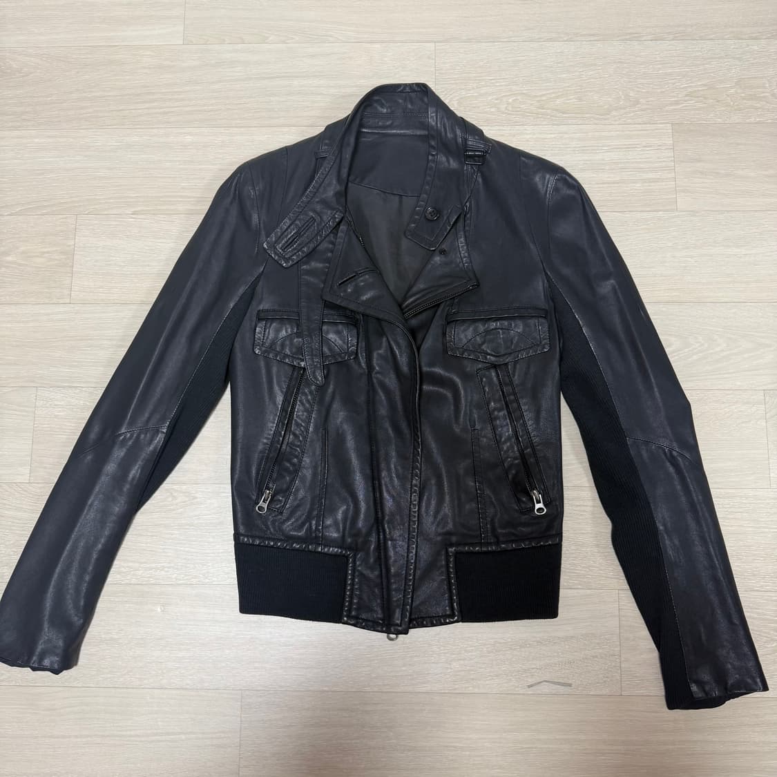 [system] black lambskin leather jacket 상품이미지1