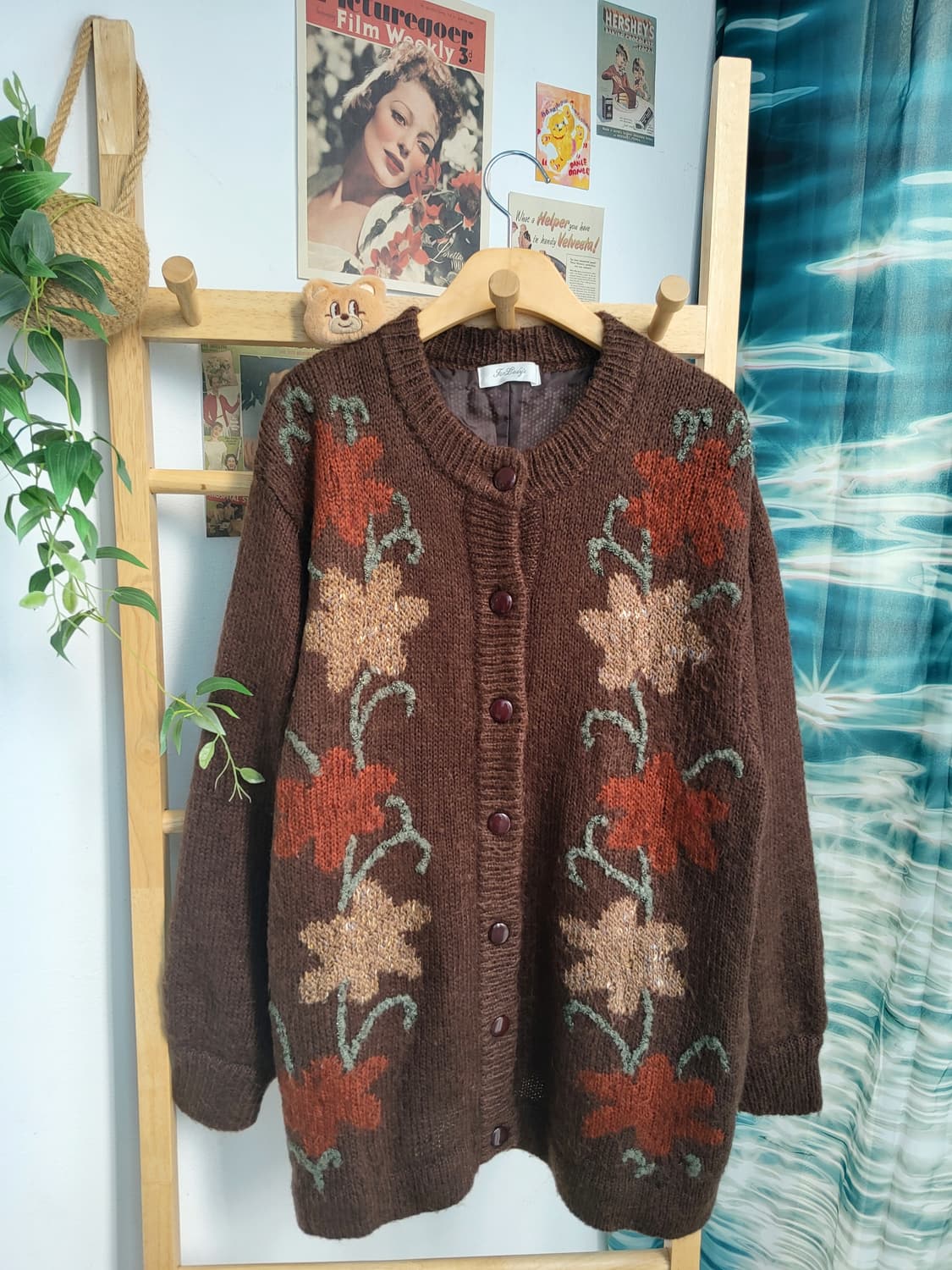 브라운 플라워 가디건  상품이미지1