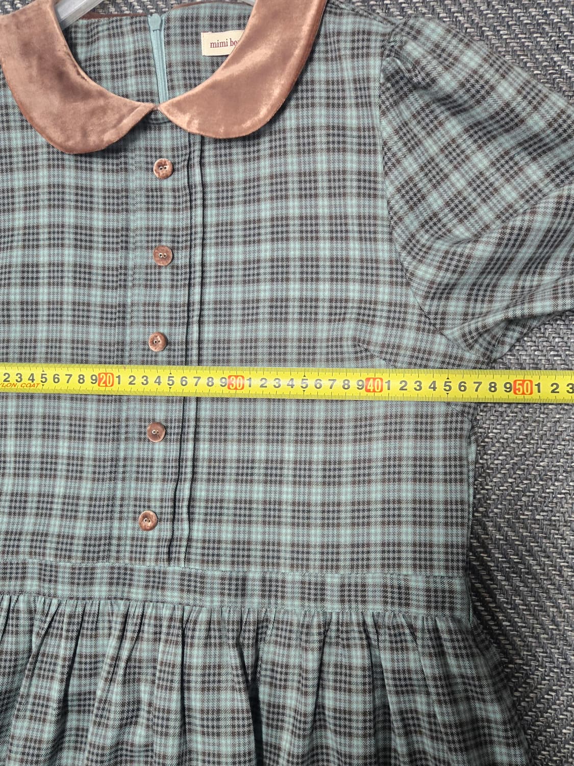 미미 부티크 Mimi Boutique 체크 롱 원피스 벨벳 카라 포인트 상품이미지7