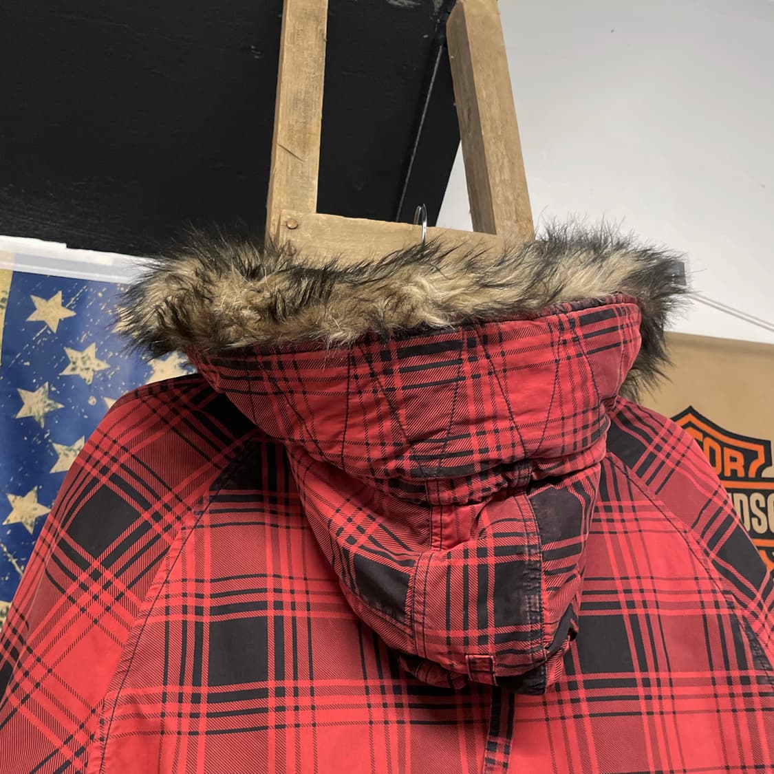 폴로 데님 앤 서플라이 N3B 체크 퍼 후드 야상 자켓 밀리터리 파카 상품이미지4