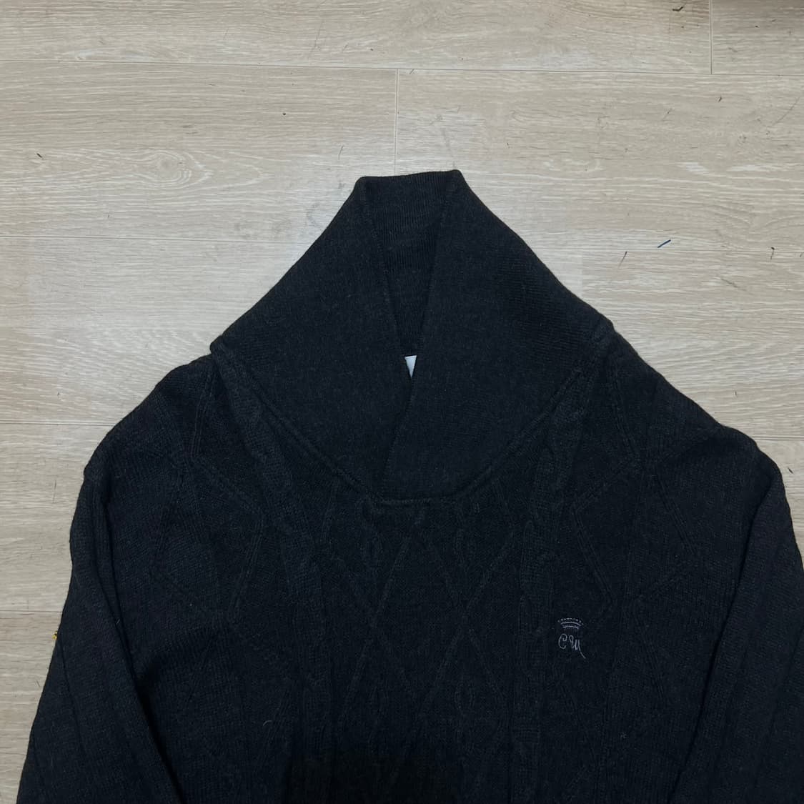 카운테스마라 여성 숄카라 울 패턴 니트 [블랙] M/95 상품이미지2