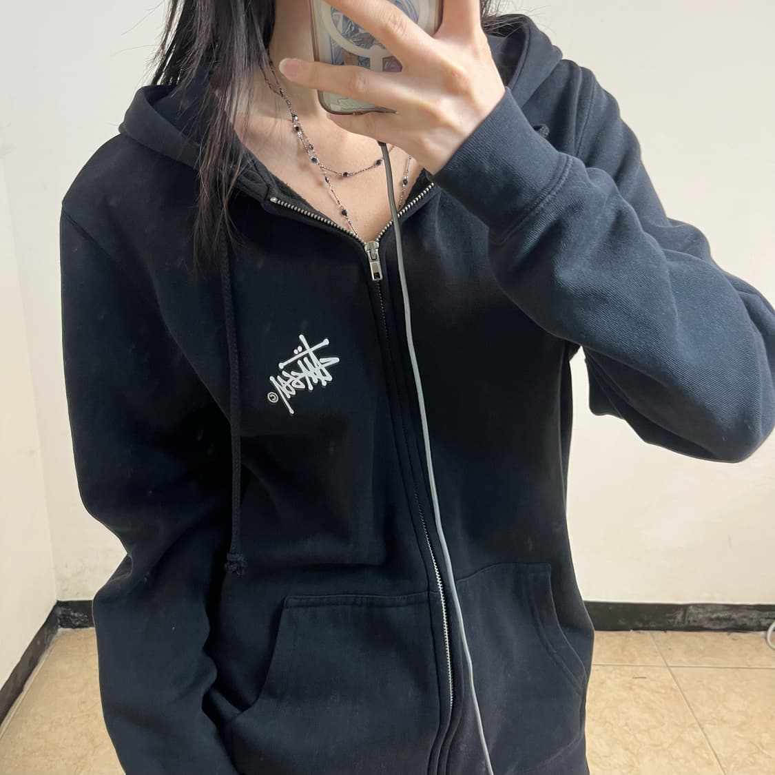 Stussy stock logo hoodie zip-up 상품이미지2