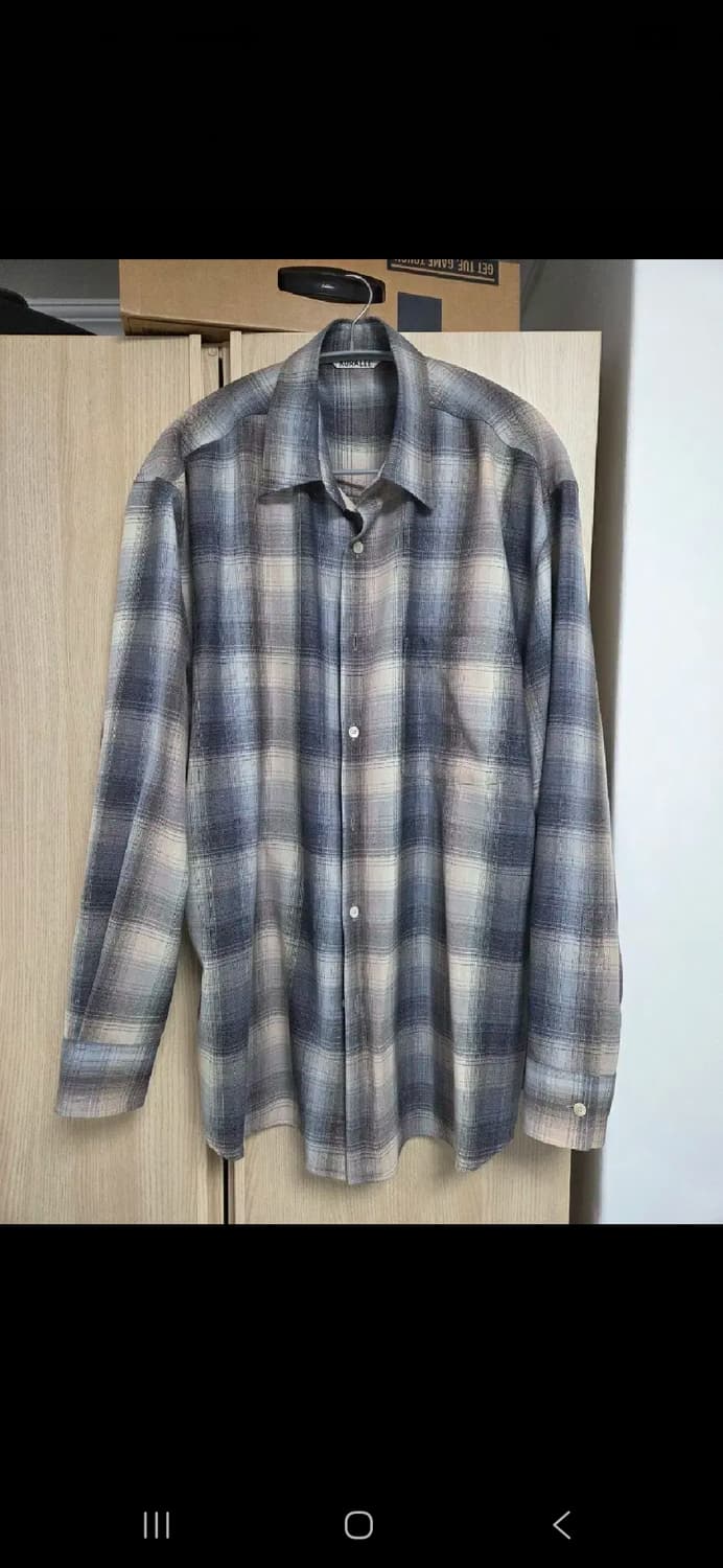 (네고 O)오라리 슈퍼 라이트 울 체크셔츠 베이지 블루 체크 - 24AW 상품이미지2