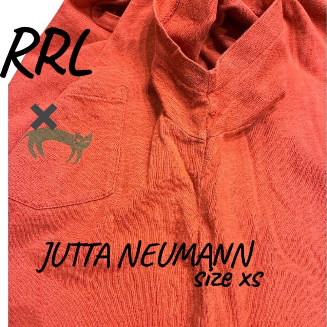 RRL 더블알엘 X 쥬타뉴먼 콜라보 로고 포켓 반팔 티셔츠 오렌지 상품이미지4