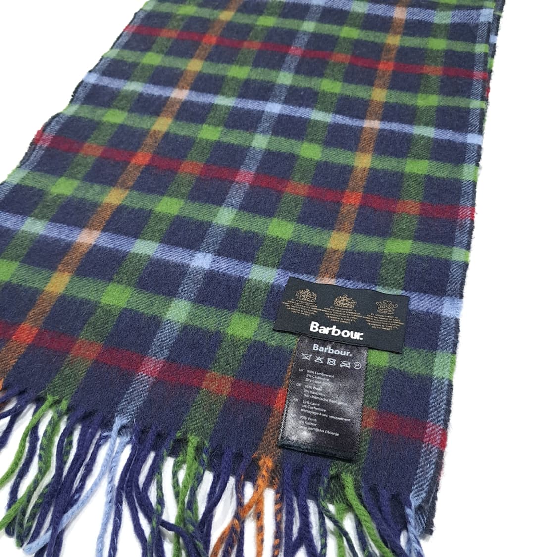 MX532 바버 00s 울캐시미어 타탄체크 네이비 머플러목도리 상품이미지3