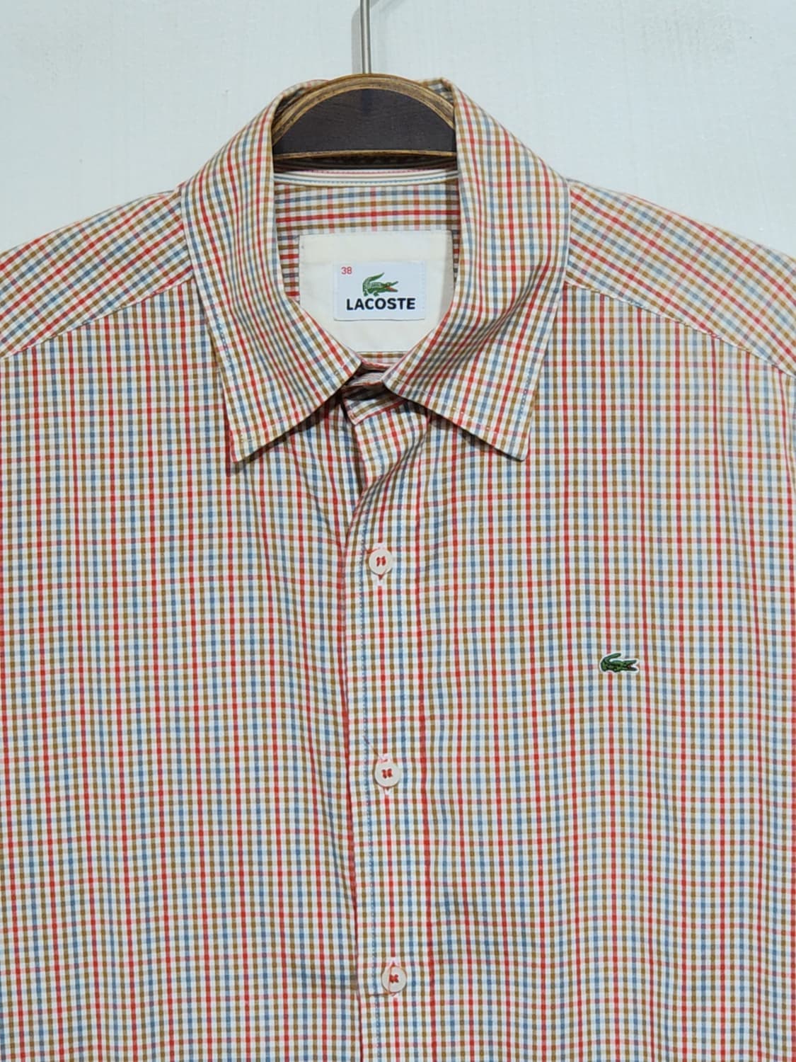 (S) 라코스테 남방 체크 셔츠 로고 스판 캐주얼  상품이미지2