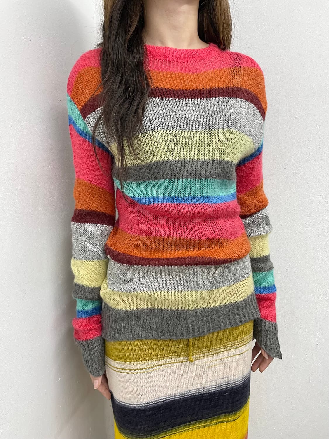 모헤어 하구미 스트라이프 니트 상품이미지2