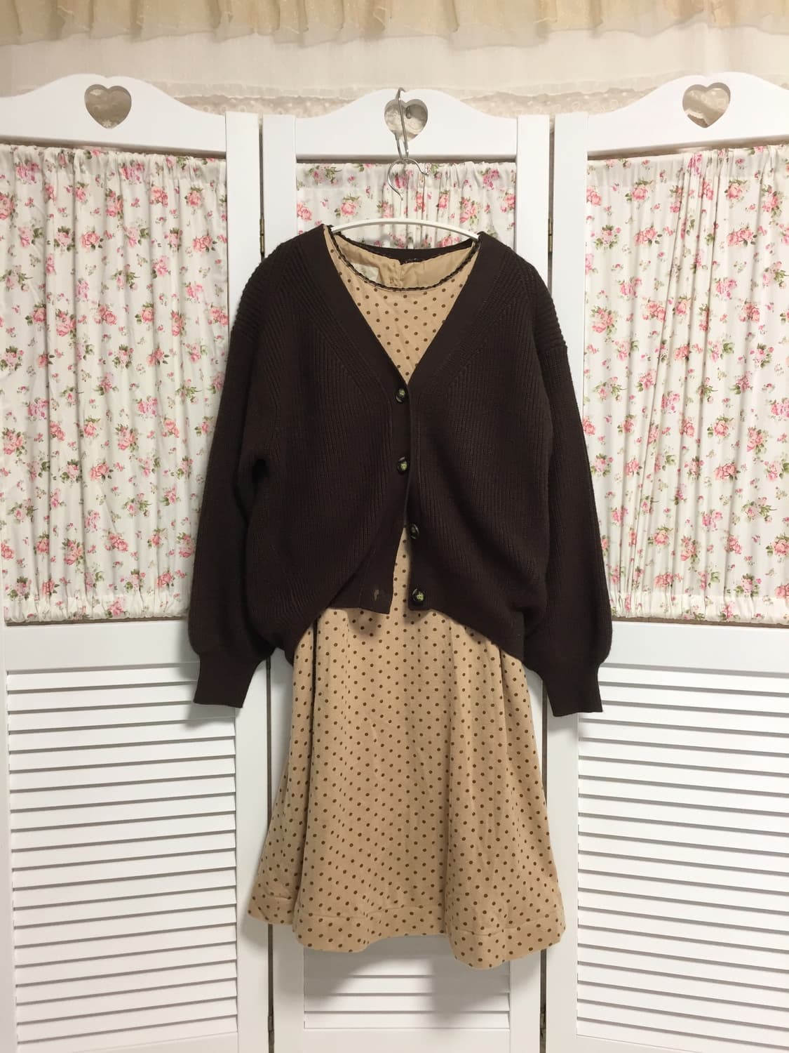 빈티지 초코 도트 원피스 상품이미지1