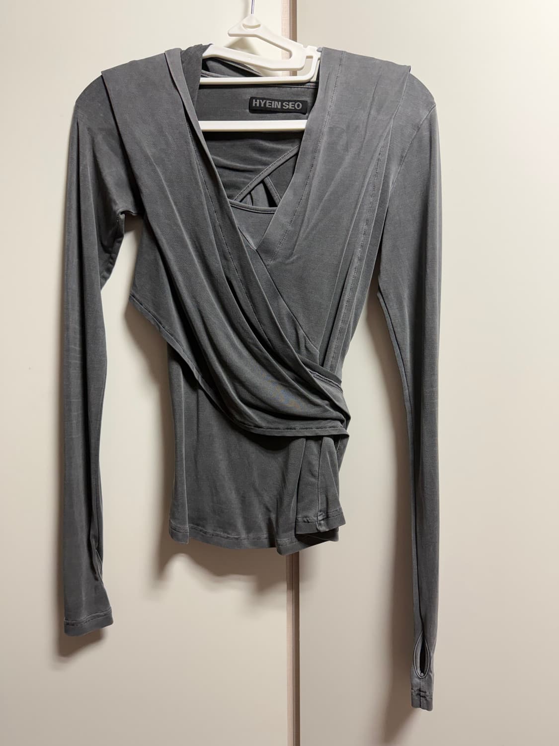 hyeinseo hooded jersey top charcoal 상품이미지4