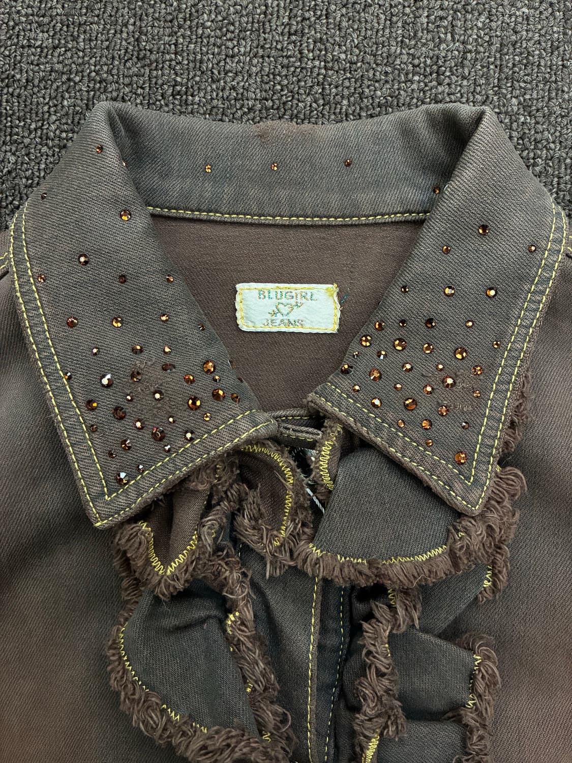 OS)Japanese vintage 여성 갈색 스터드 디테일 데님자켓 상품이미지6