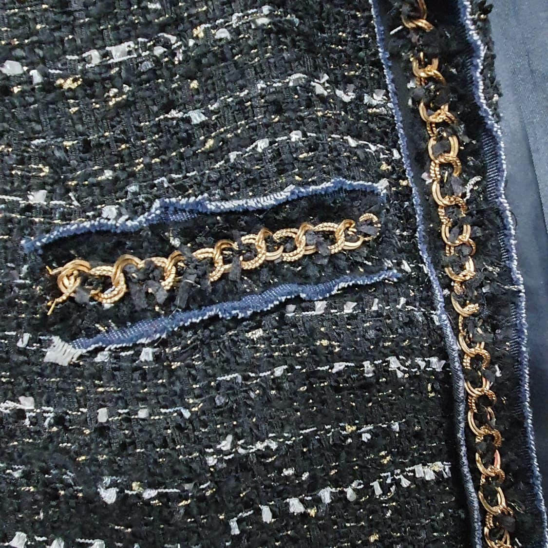 샤틴 트위드 블랙 자켓 반 코트 55 상품이미지8