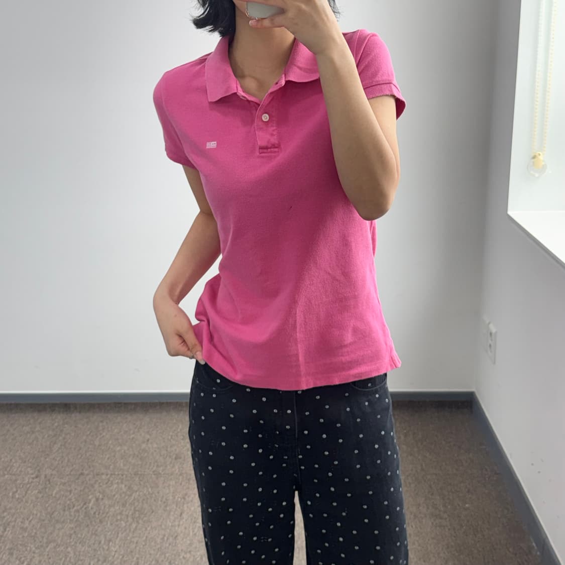 Polo 폴로 성조기 스몰 로고 핑크 반팔 카라티  상품이미지1