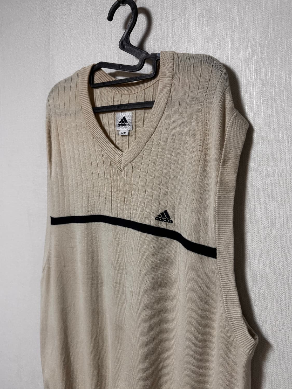 아디다스 빈티지 아이보리 니트 베스트 상품이미지1