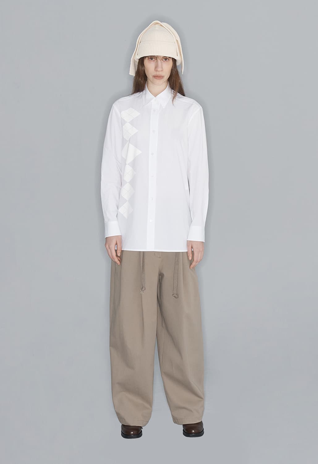 오픈와이와이 아가일 버튼 다운 셔츠 화이트 상품이미지2