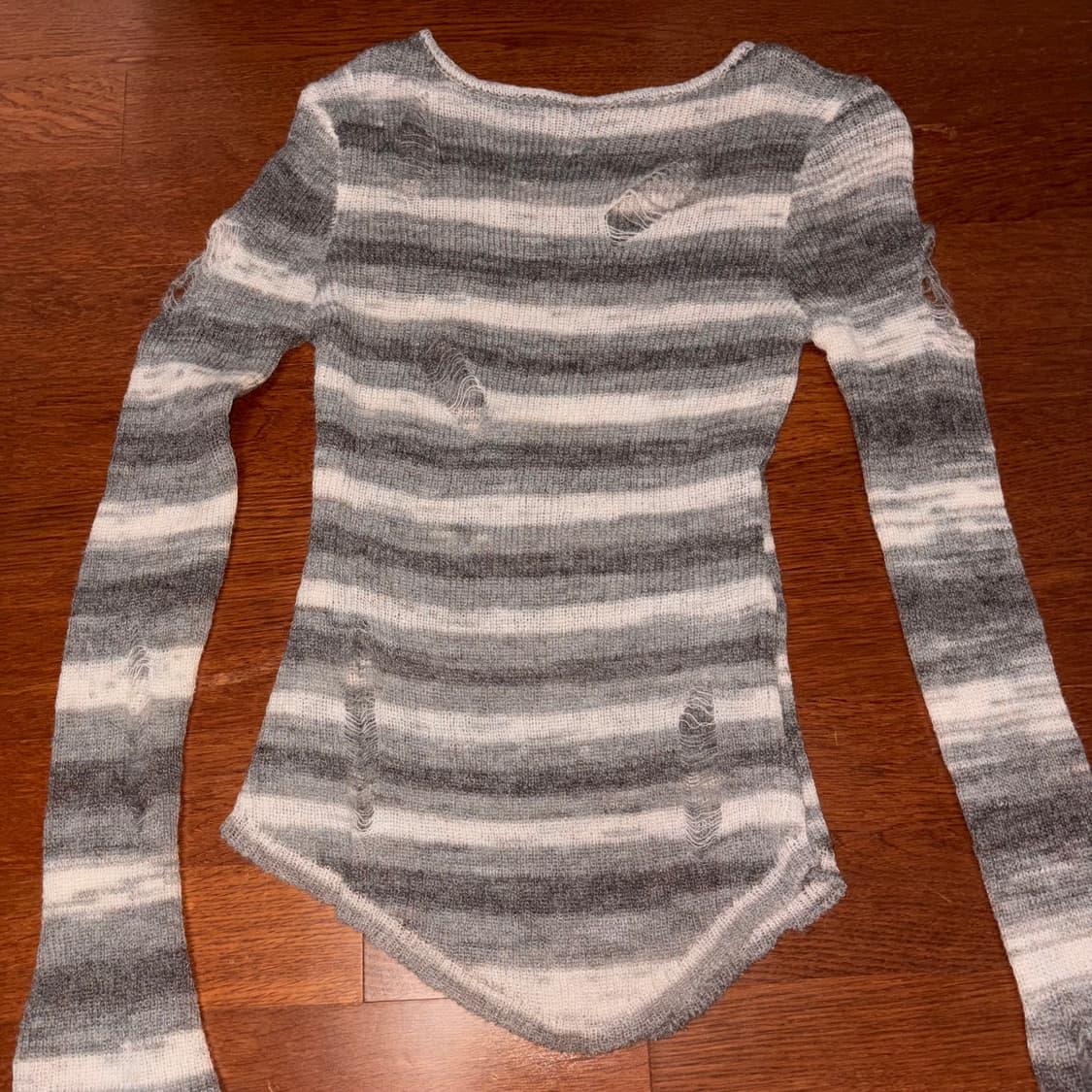 모리걸 y2k 빈티지 스트라이프 디스트로이드 니트 상품이미지2