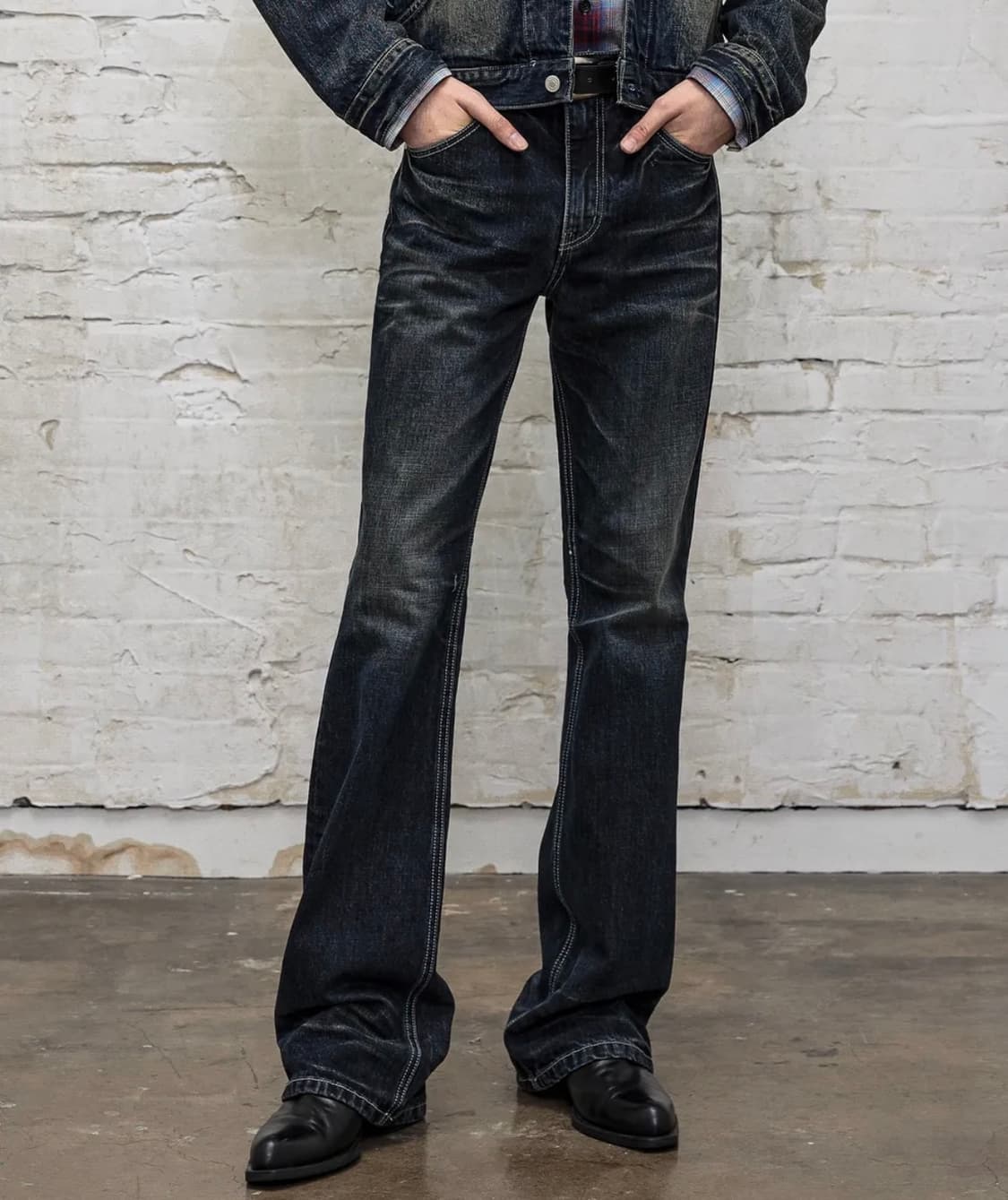 [48] 엘무드 슬래시 플레어 데님 부츠컷 팬츠 - 트루 블루 상품이미지1