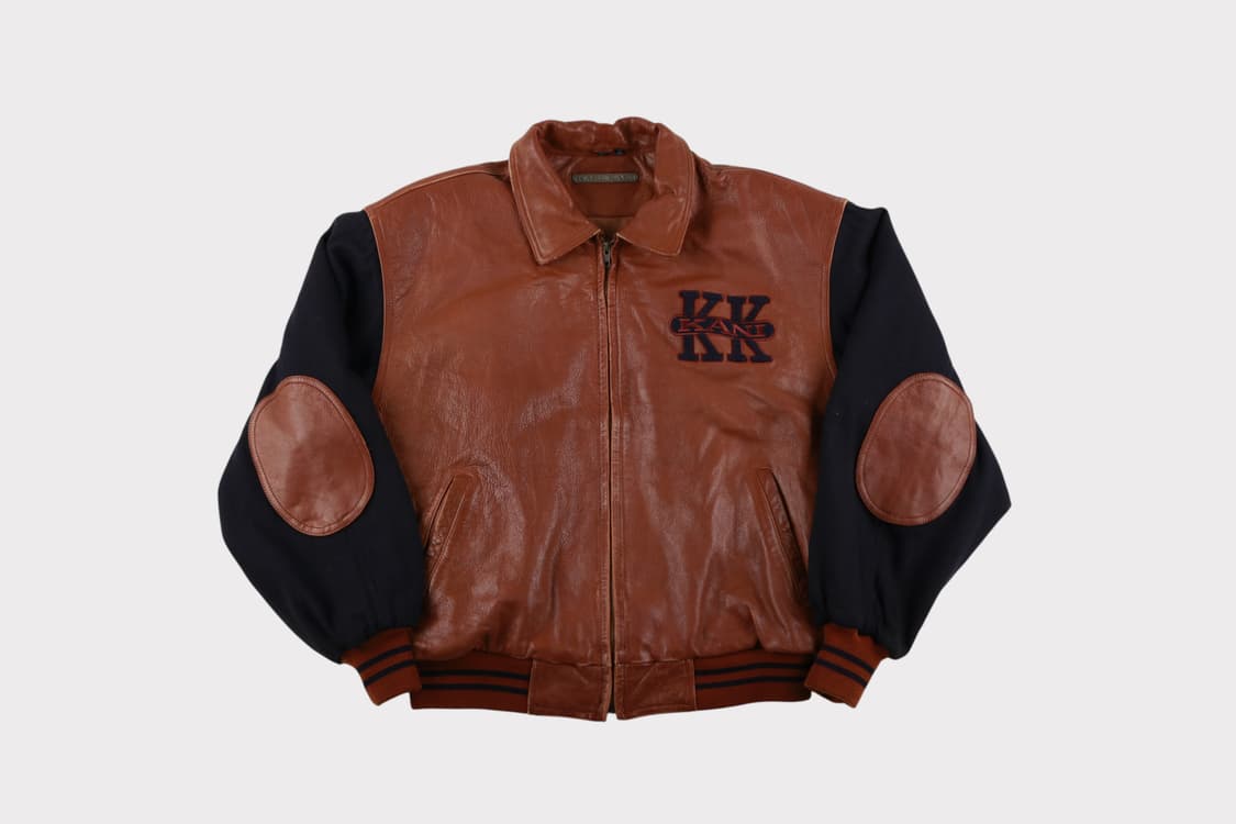 [XXL] 90's 칼카니 레더 바시티 자켓 상품이미지2