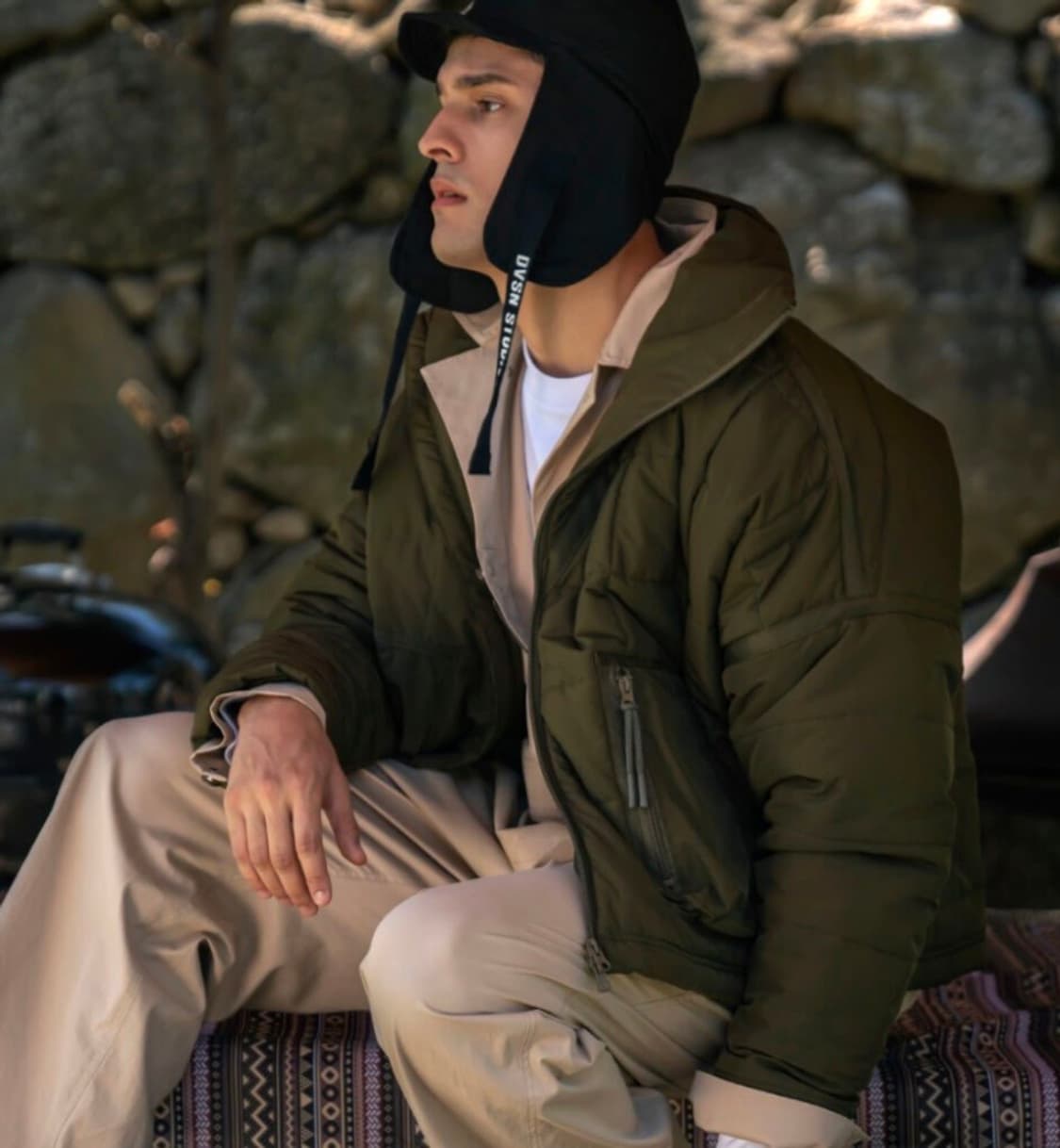 드니벨 2way 하이네크 숏패딩 - 카키, L 상품이미지10