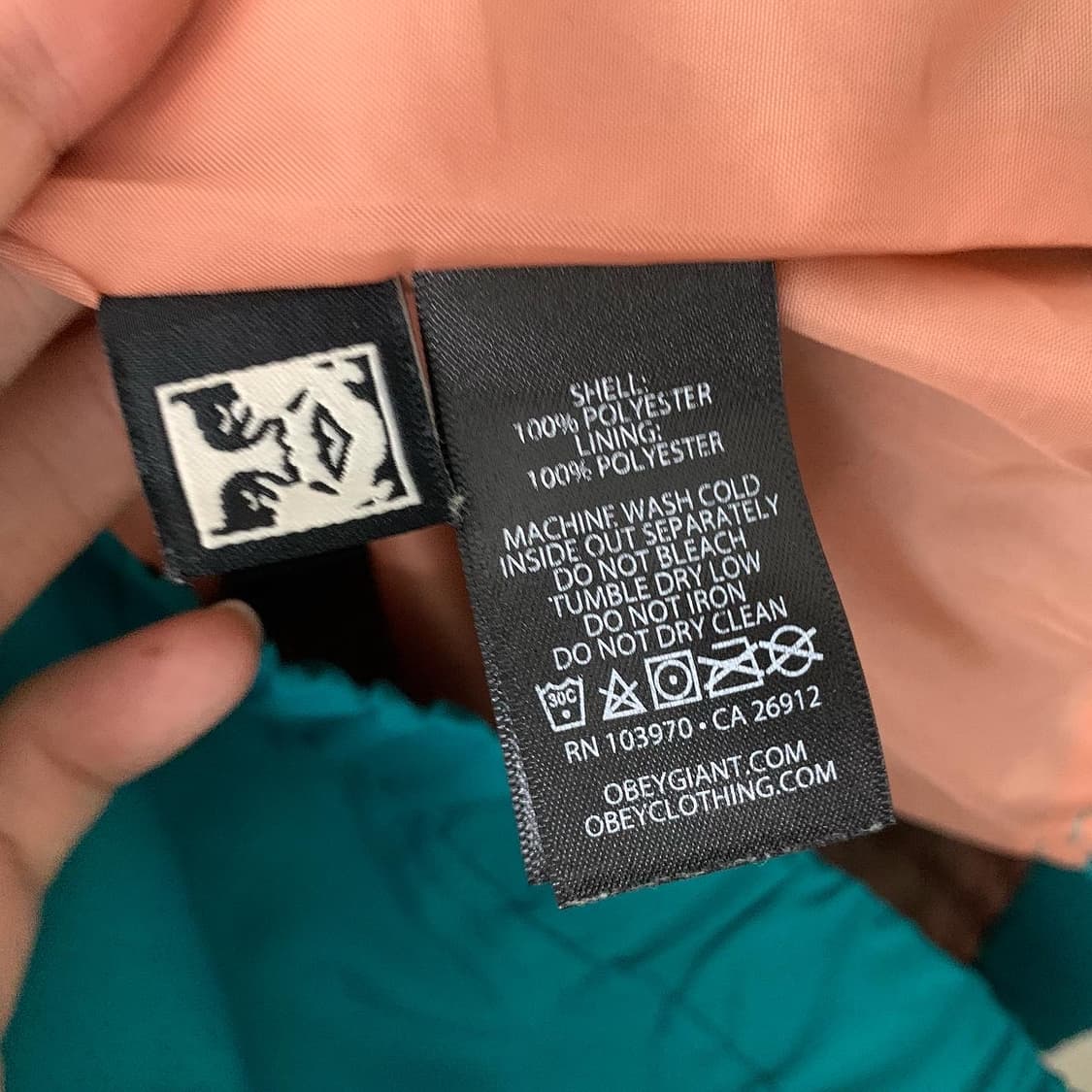 오베이 블루그린 백프린팅 윈드브레이커 상품이미지8