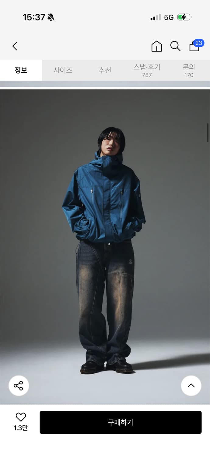 트래블 절개 워싱 데님 팬츠 인디고 블루 L 상품이미지2