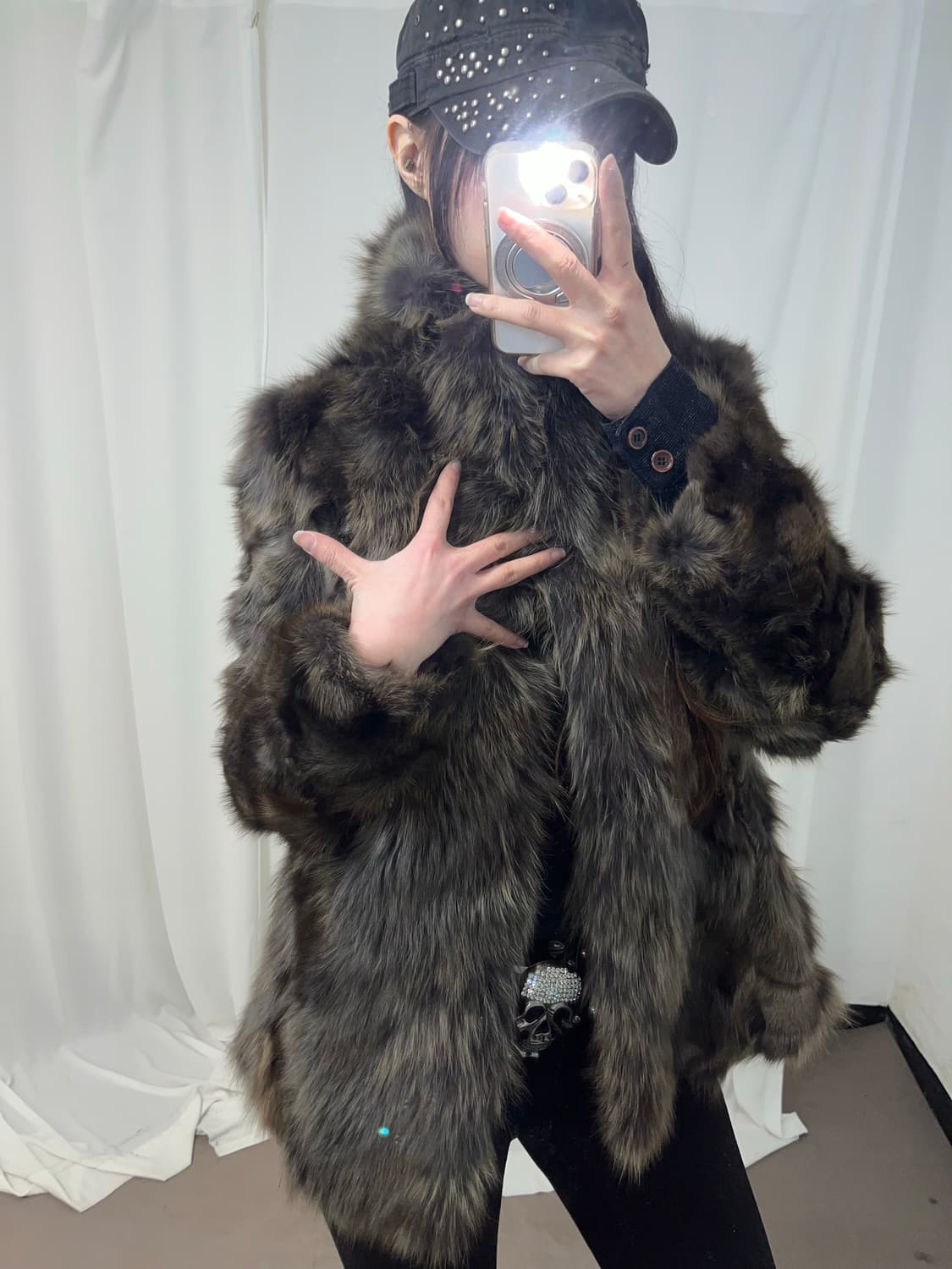 다크브라운 폭스퍼 자켓 상품이미지5