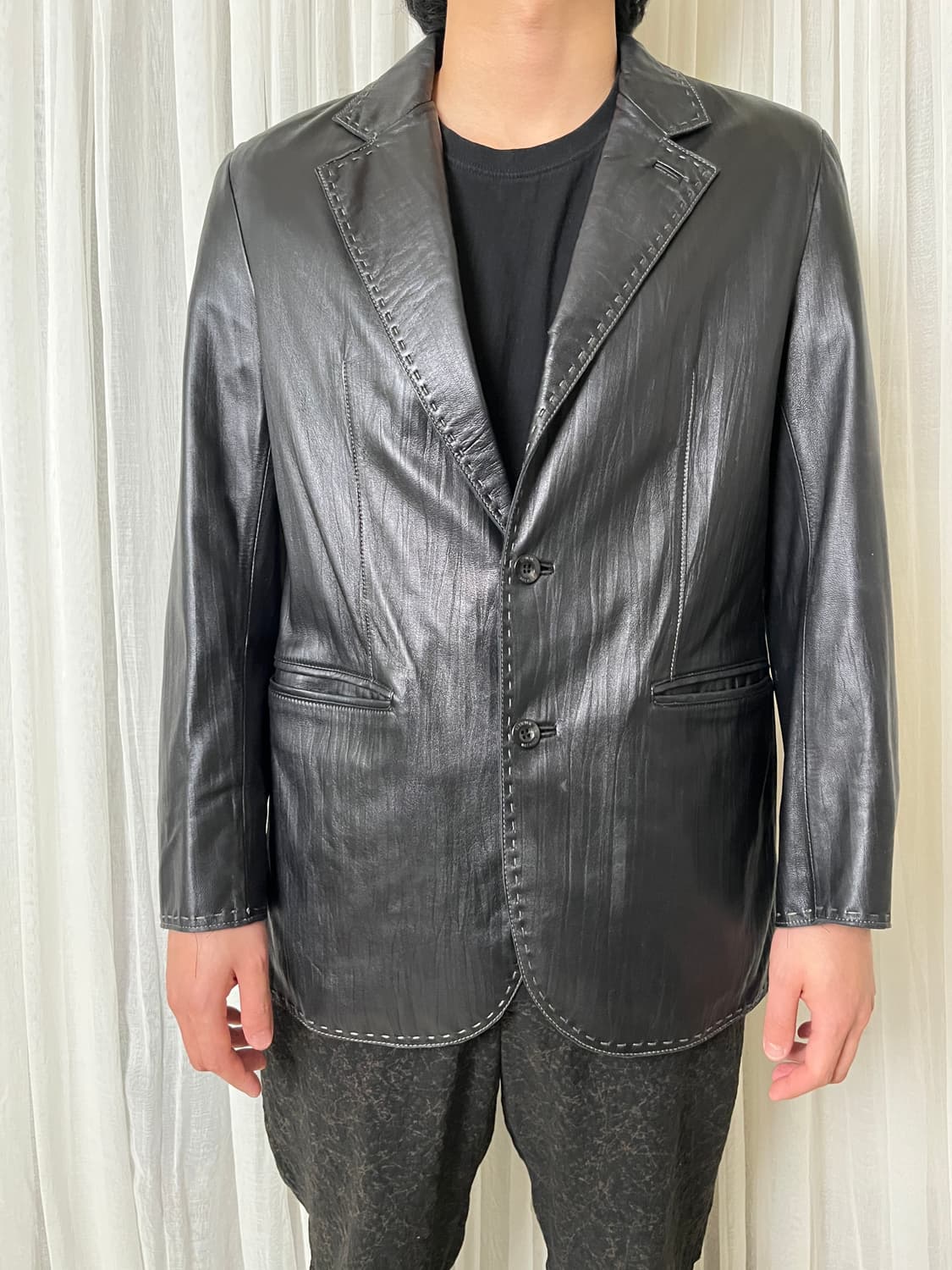 발망 레더 블레이저 balmain 양가죽 테일러드 자켓 상품이미지7