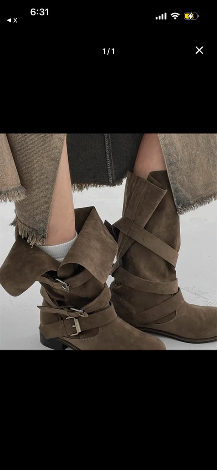 블랙업 스웨이드 미들부츠 상품이미지1