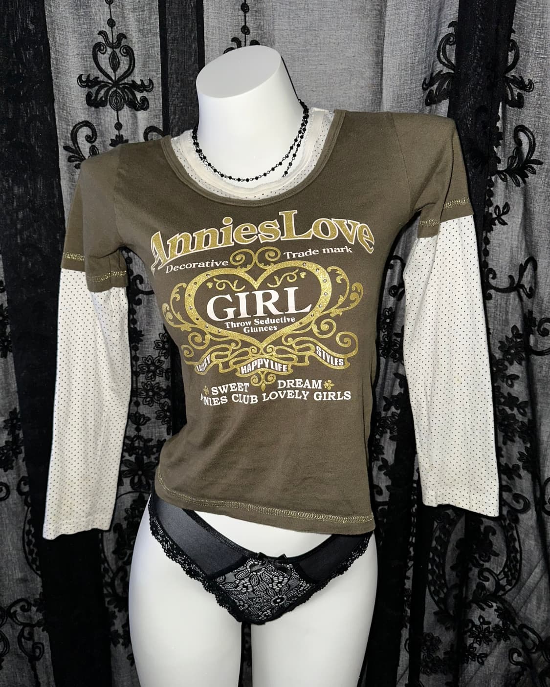 Khaki kitsch dot long-sleeve 상품이미지2