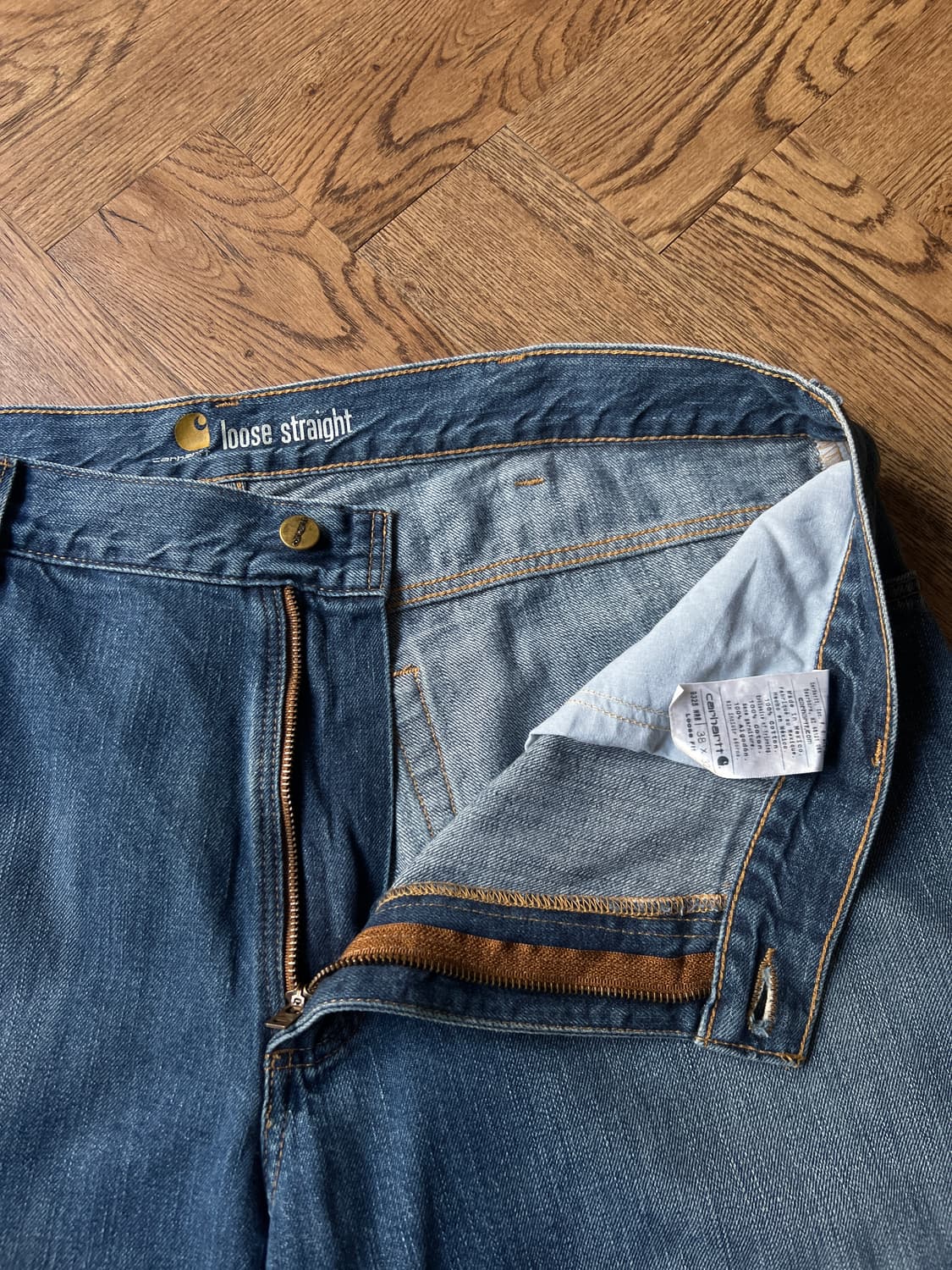 [38]칼하트 USA 빈티지 워싱 와이드 스트레이트 워크 데님 팬츠 상품이미지3