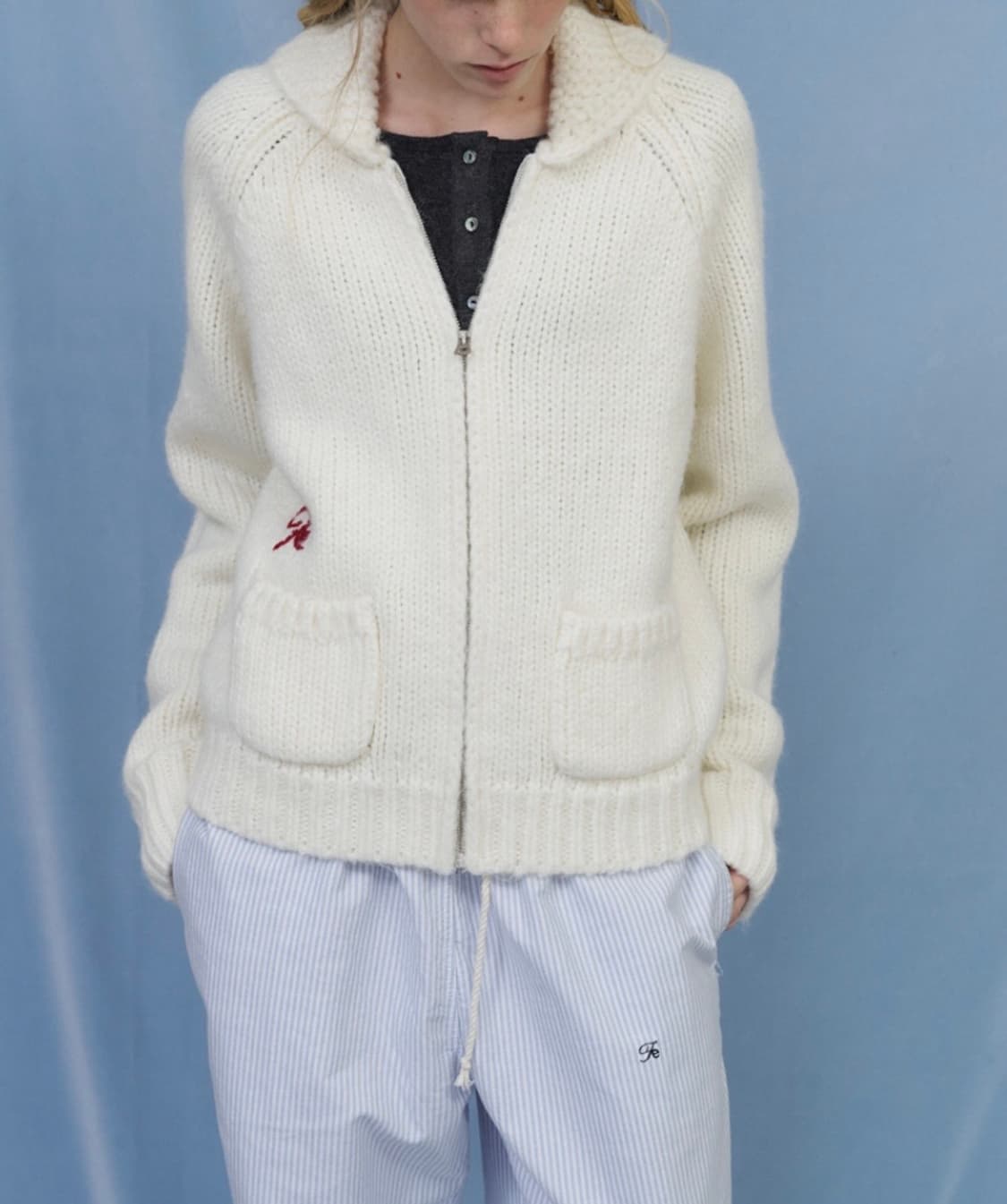 포에토 니트집업 상품이미지1