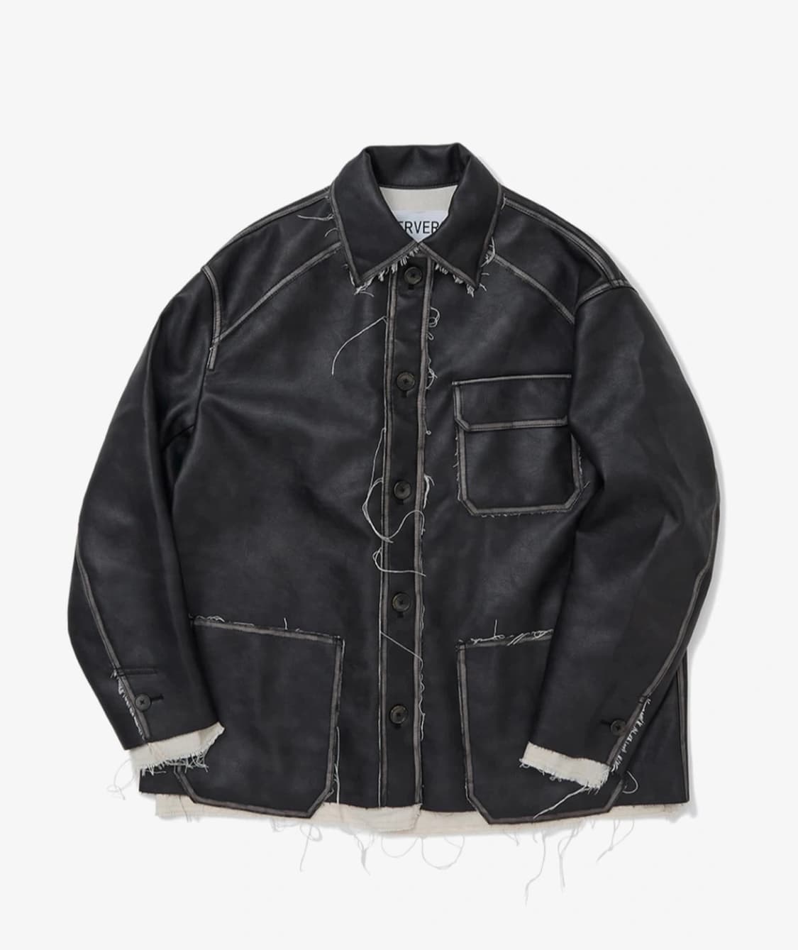 25ss PERVERZE 퍼버즈 워싱 레더 자켓 블랙 상품이미지3