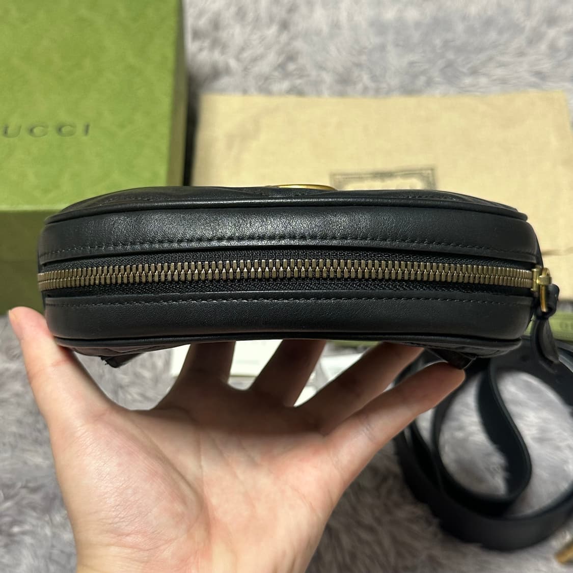 [풀구성] 구찌 GG 마몬트 마틀라세 벨트백 블랙 상품이미지8