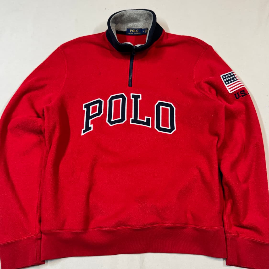 M) 폴로 랄프로렌 스펠로고 플리스 후리스 반집업 상품이미지2