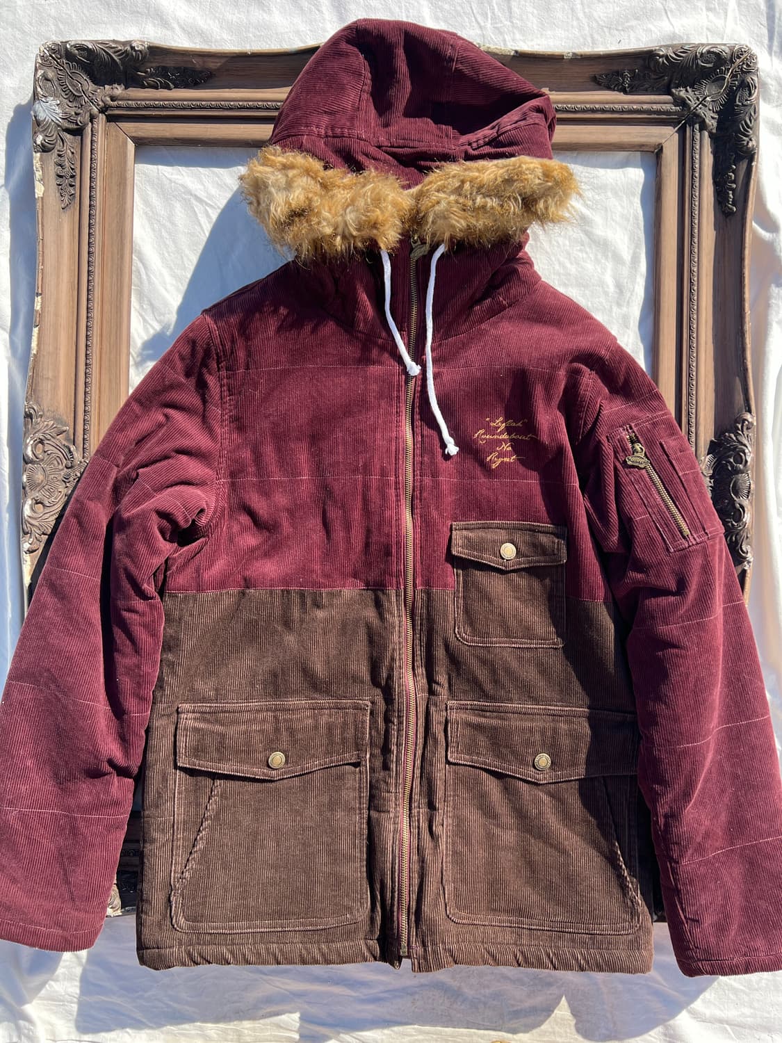 투톤 코듀로이 퍼 후드 자켓 상품이미지1