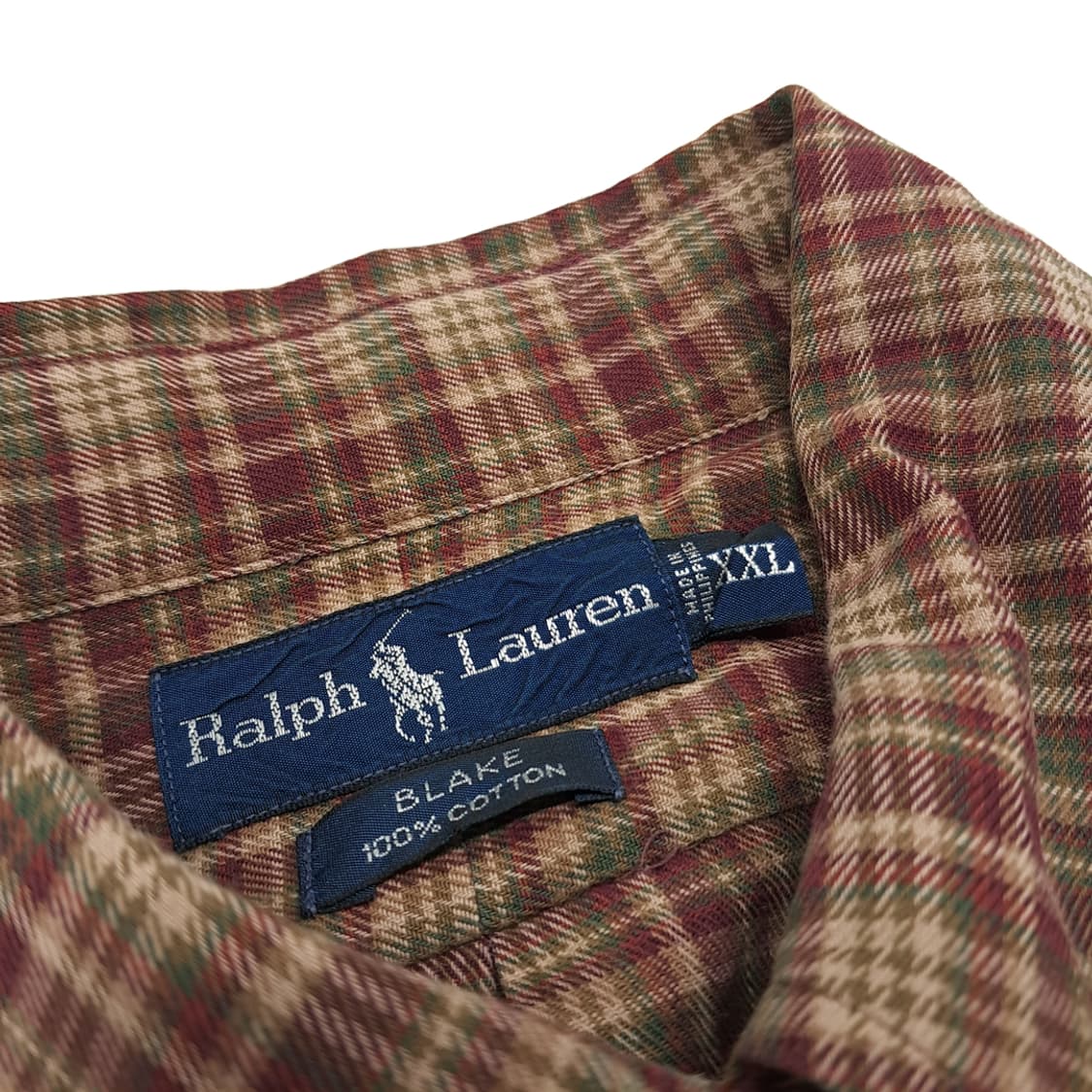 CN903 2XL 폴로 랄프로렌 버건디그린 타탄체크 플란넬 셔츠 남방 상품이미지4