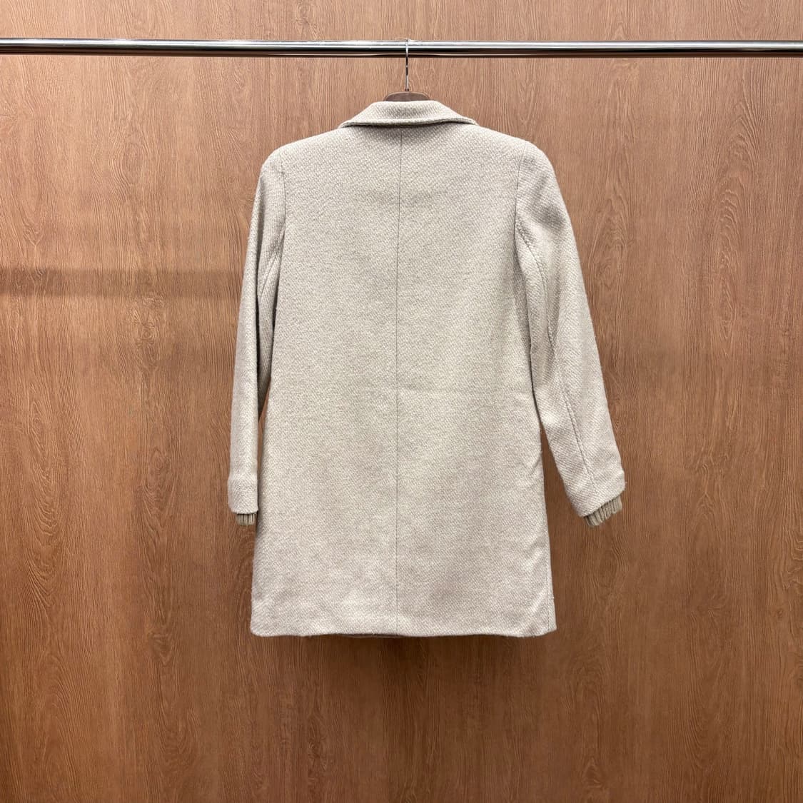 랄프로렌 울 블렌드 코트 헤링본 싱글 버튼 니트 시보리 디테일 아이보리 상품이미지3