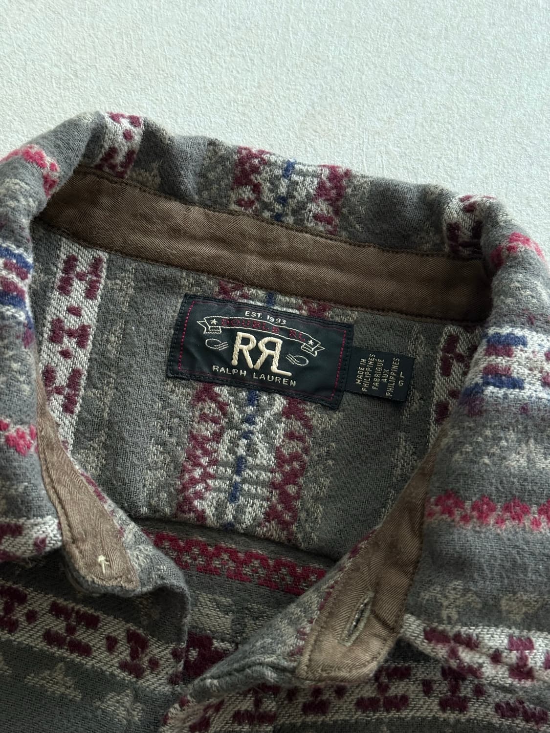 RRL 스웨이드 패치 자카드 오버셔츠 L 상품이미지2